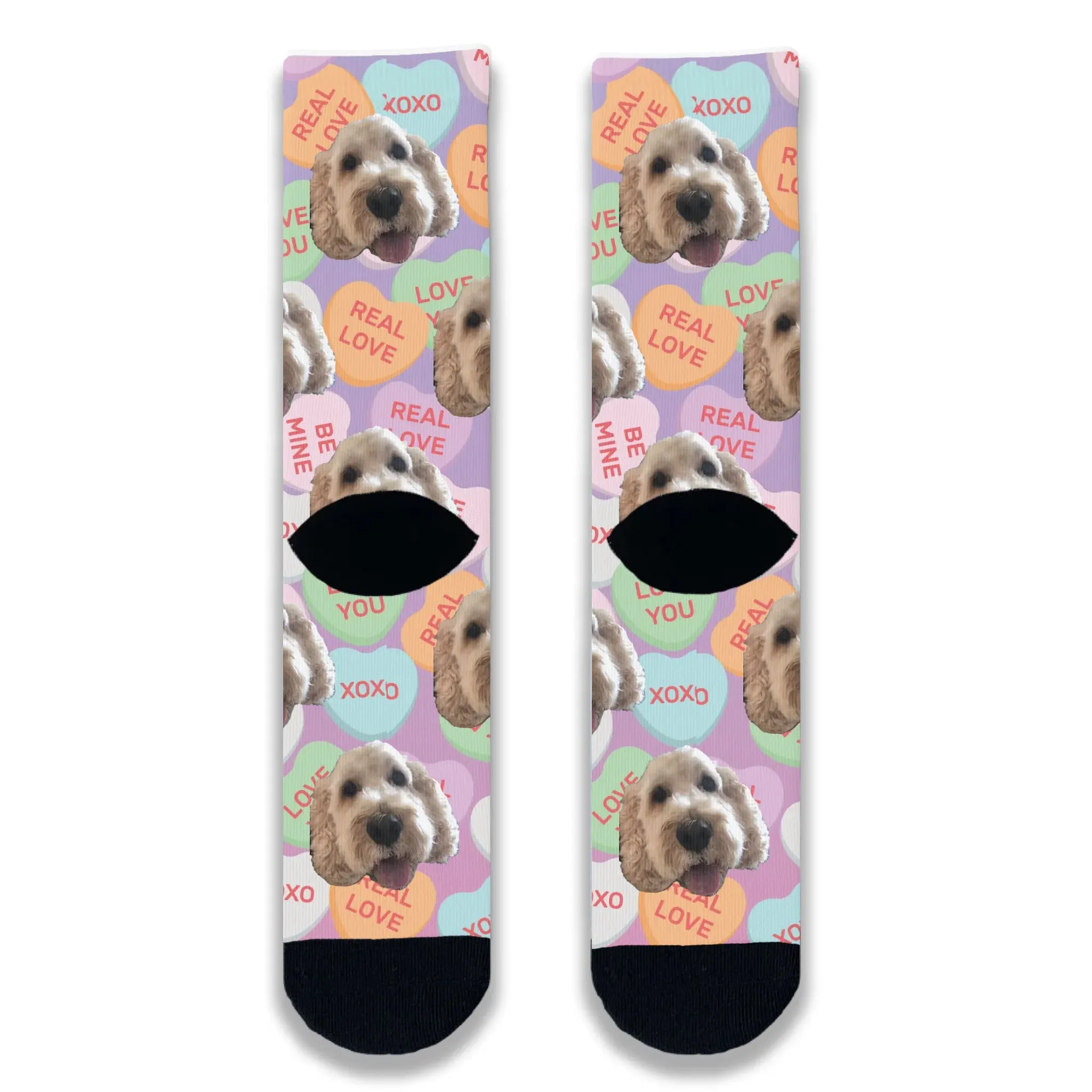 Dog All Over Love Heart Personalised Socks
