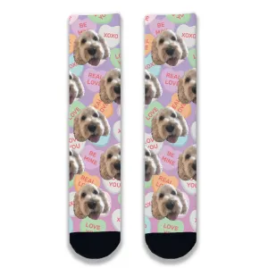 Dog All Over Love Heart Personalised Socks