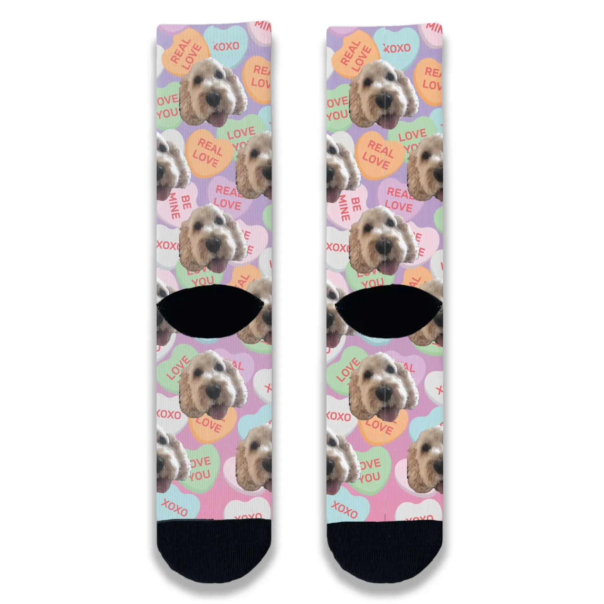 Dog All Over Love Heart Personalised Socks