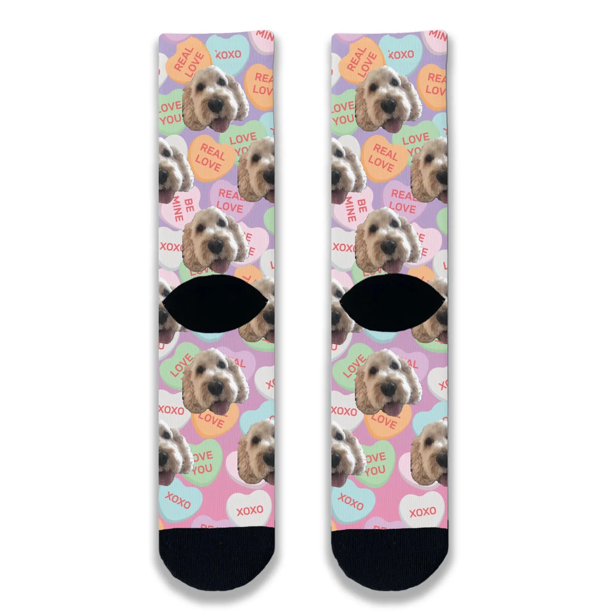 Dog All Over Love Heart Personalised Socks