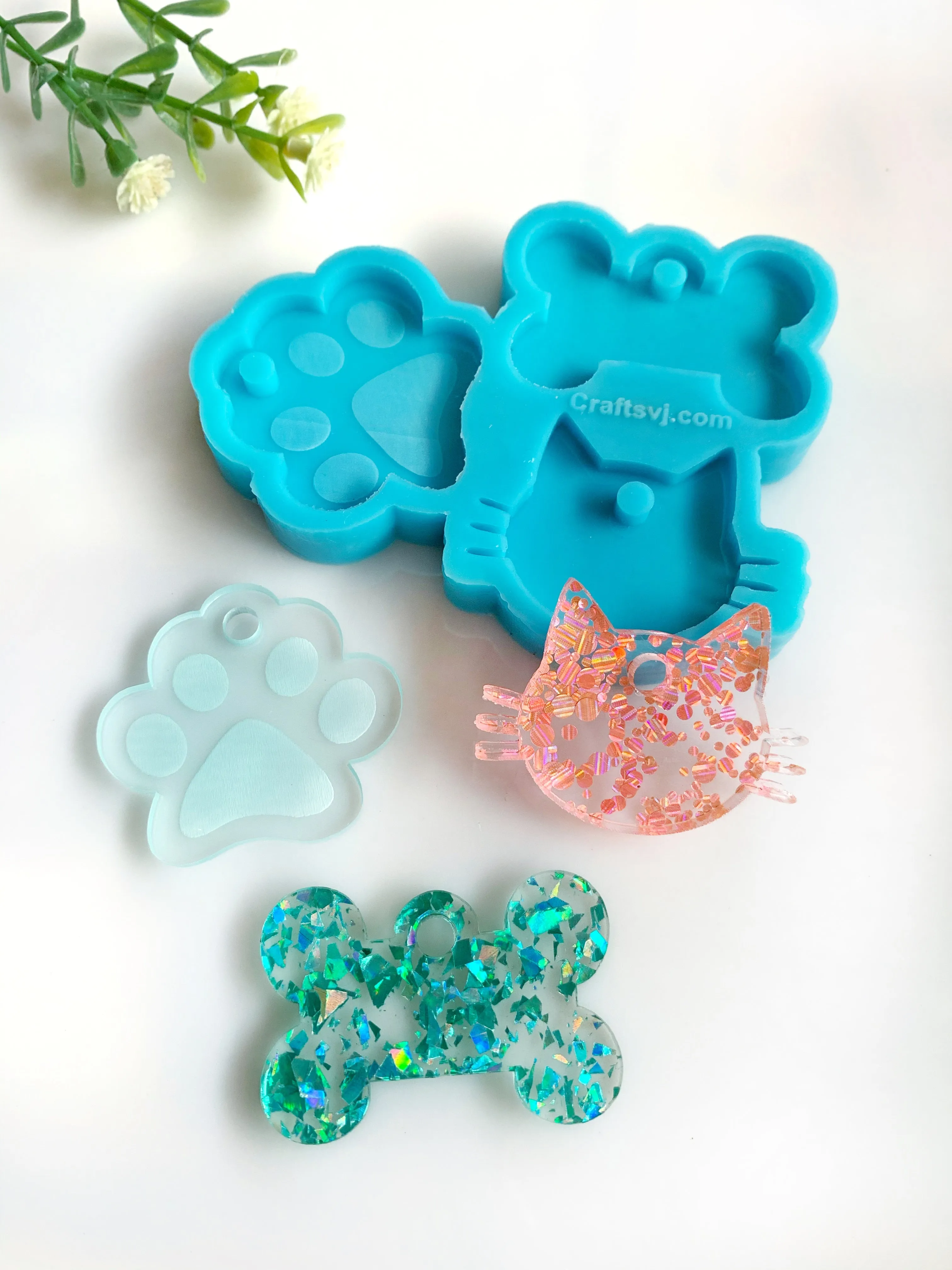 Dog and cat ID tags silicone mold / Molde de silicón de plaquitas de identificación para perros y gatos