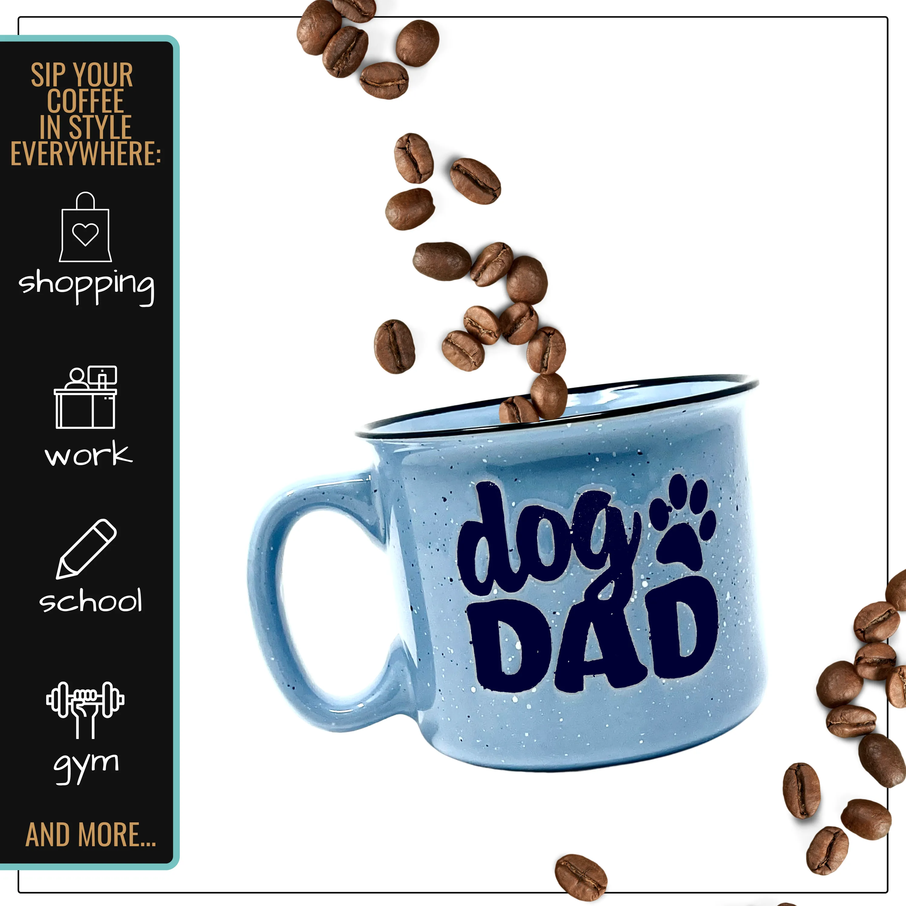 Dog Dad 15 oz Light Blue Ceramic Mug for Dog Lovers