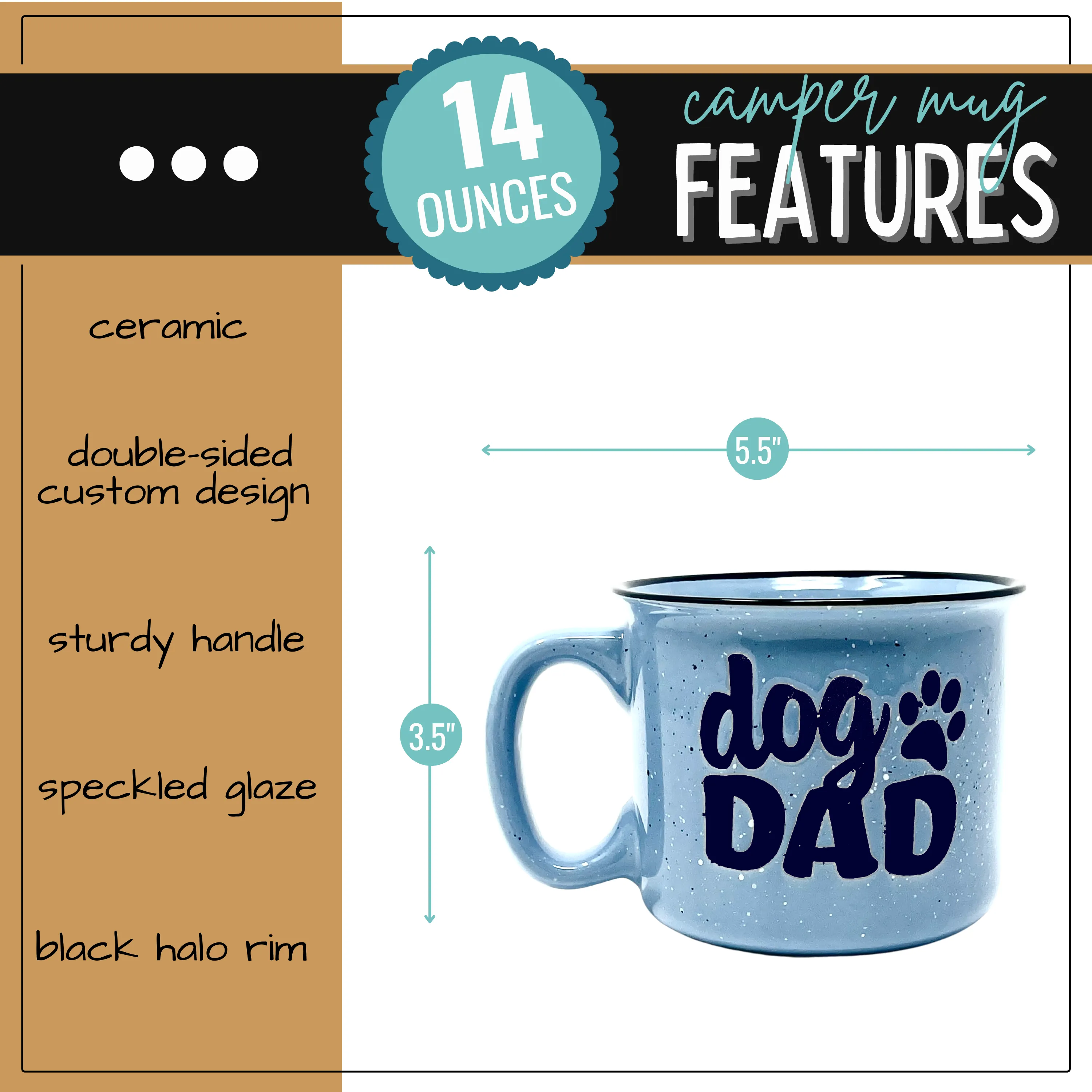 Dog Dad 15 oz Light Blue Ceramic Mug for Dog Lovers