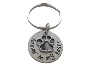 Dog Memorial Keychain • "Forever in my Heart" w/ Cute Paw Charm | JE