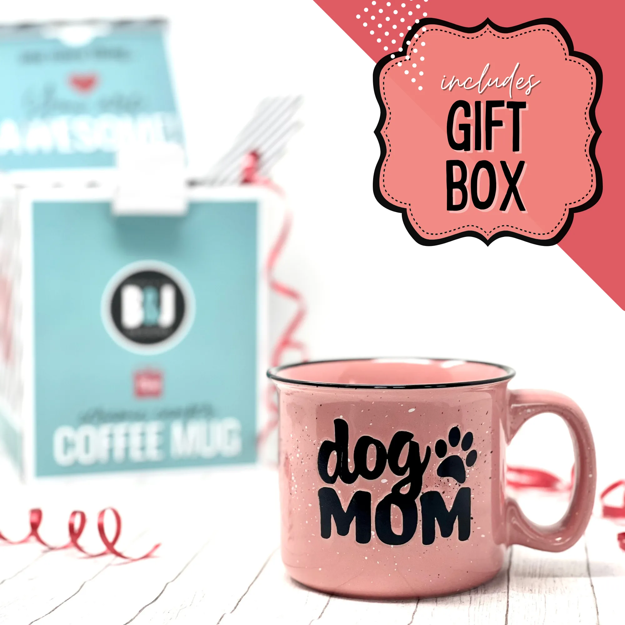 Dog Mom 15 oz Coral Ceramic Mug for Dog Lovers