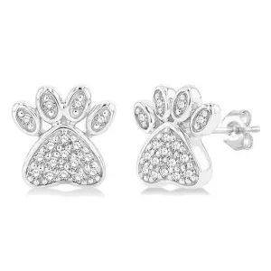 Dog Paw Mini Diamond Earrings
