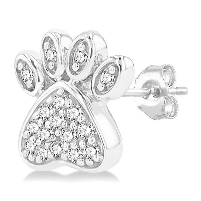 Dog Paw Mini Diamond Earrings