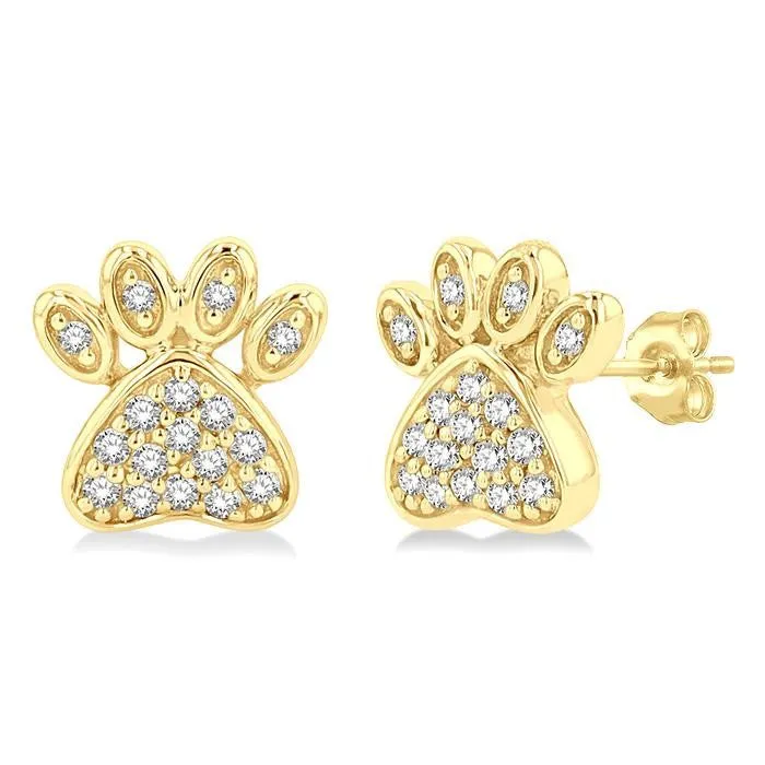 Dog Paw Mini Diamond Earrings