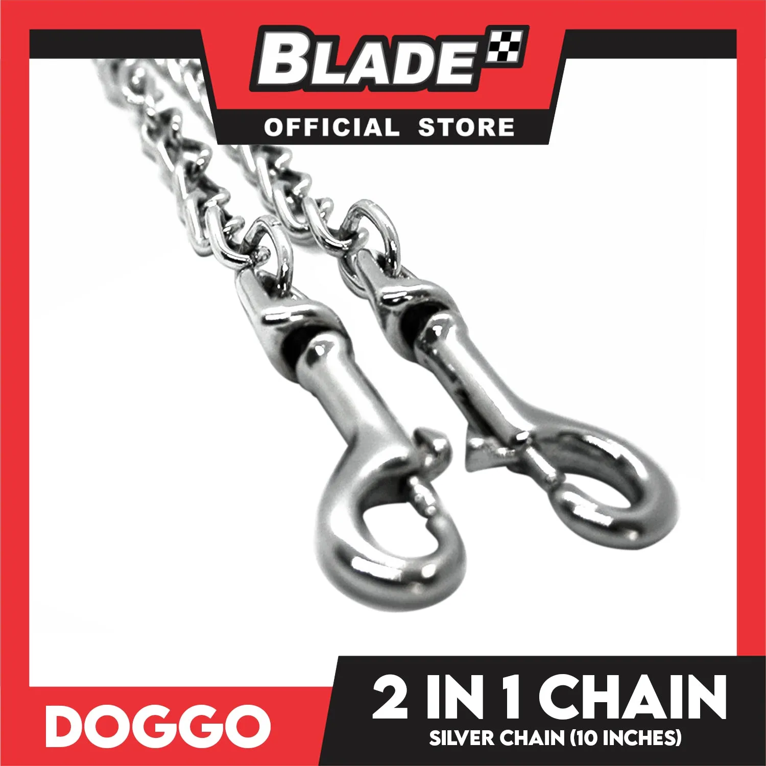 Doggo 2 in 1 Chain Heavy Duty Silver Metal Chain for Two Dogs