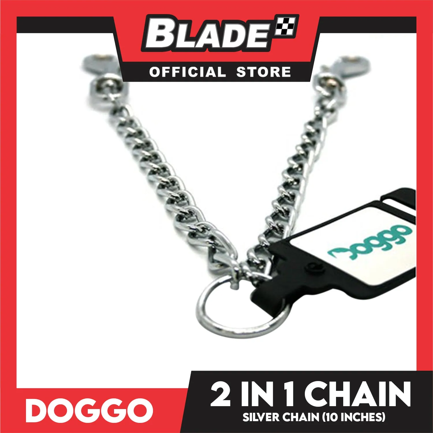 Doggo 2 in 1 Chain Heavy Duty Silver Metal Chain for Two Dogs