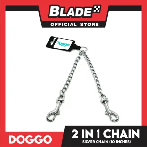 Doggo 2 in 1 Chain Heavy Duty Silver Metal Chain for Two Dogs