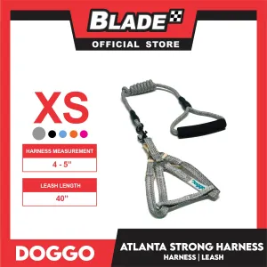 Doggo Atlanta Strong Harness and Leash Set Extra Small Size (Gray)
