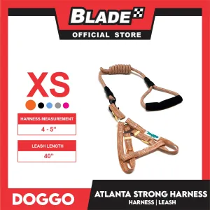 Doggo Atlanta Strong Harness and Leash Set Extra Small Size (Orange)