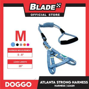 Doggo Atlanta Strong Harness and Leash Set Medium Size (Blue)