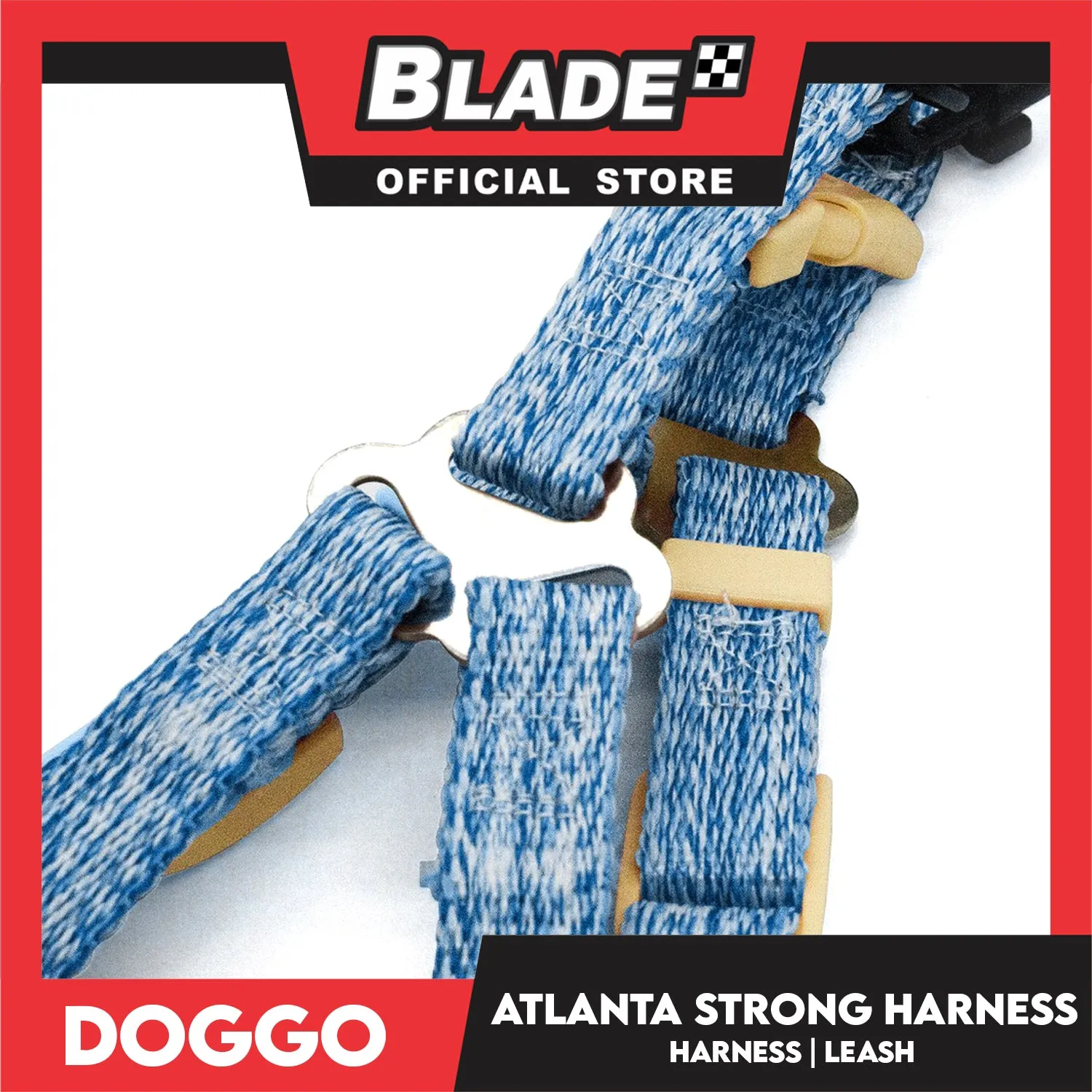 Doggo Atlanta Strong Harness and Leash Set Medium Size (Gray)
