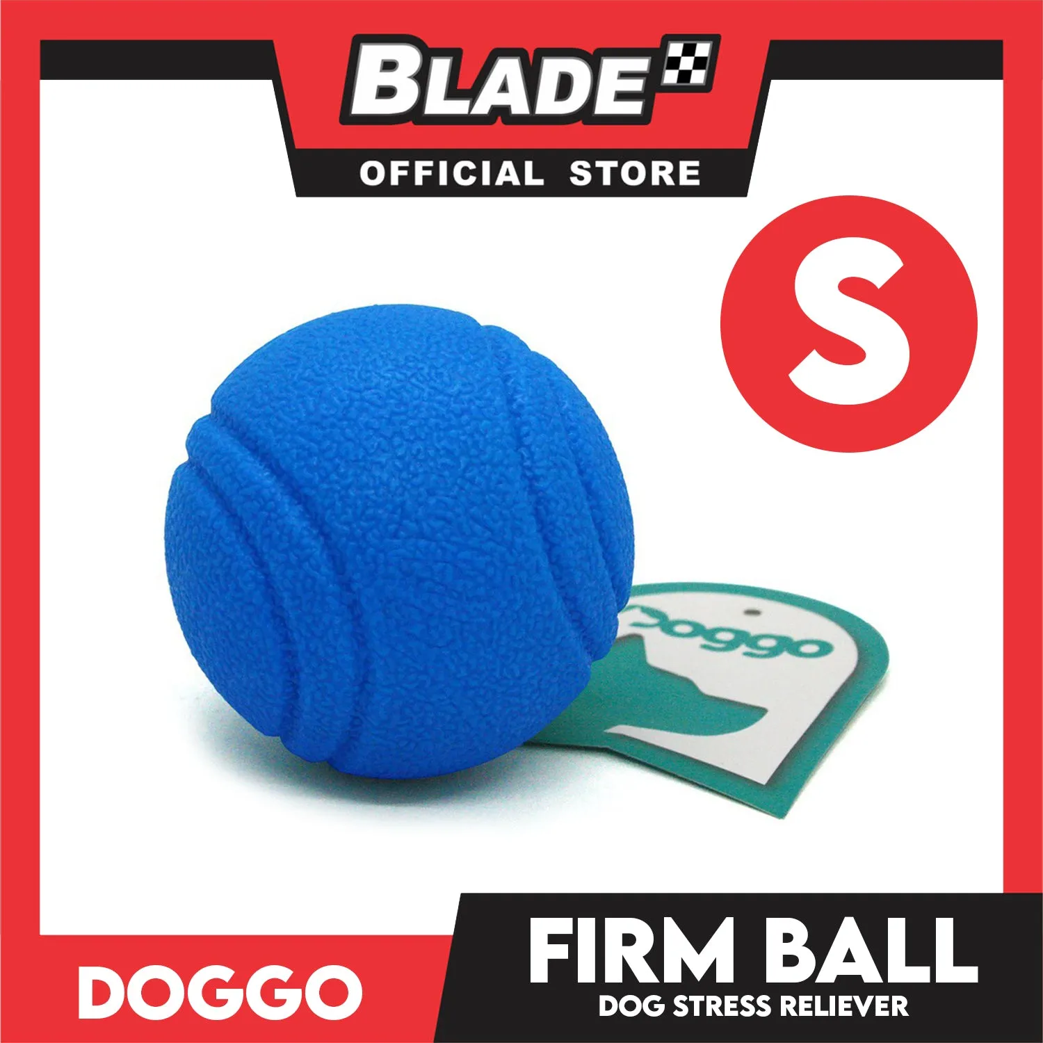 Doggo Bouncy Firm Ball Natural Rubber Small Size (Blue) Dog Toy