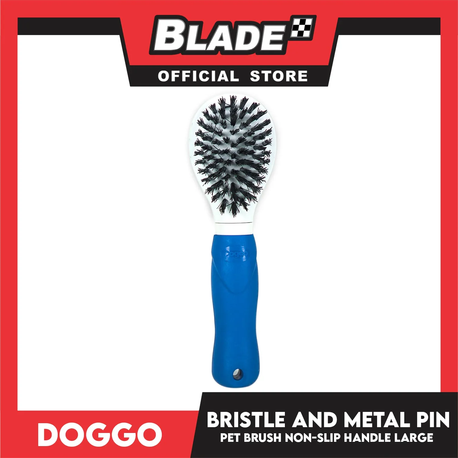 Doggo Bristle And Metal Pin Brush (Large) Non-Slip Handle For Your Dog