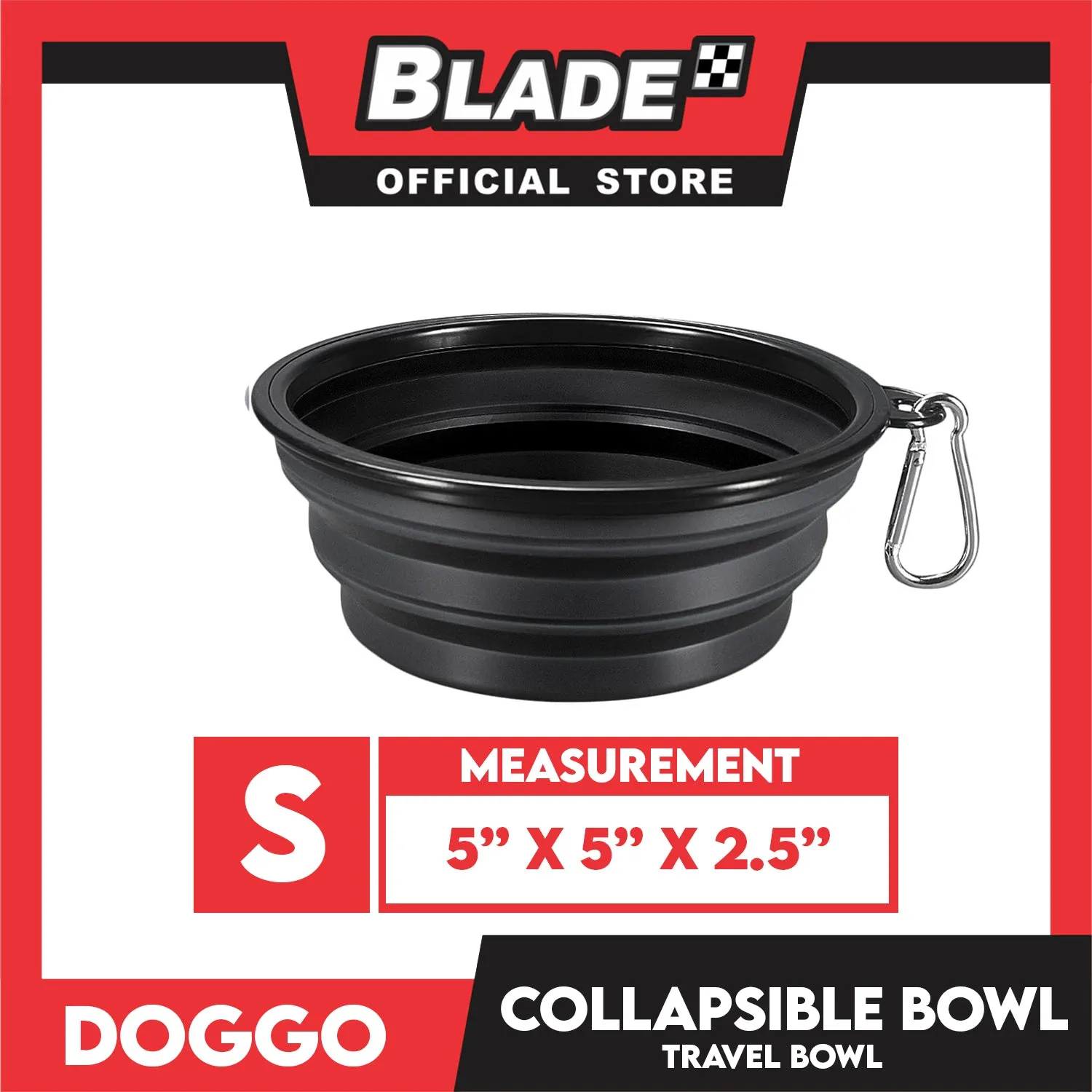 Doggo Collapsible Travel Bowl Small Size (Black) Foldable Pet Feeding Bowl