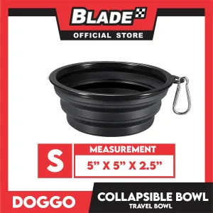 Doggo Collapsible Travel Bowl Small Size (Black) Foldable Pet Feeding Bowl