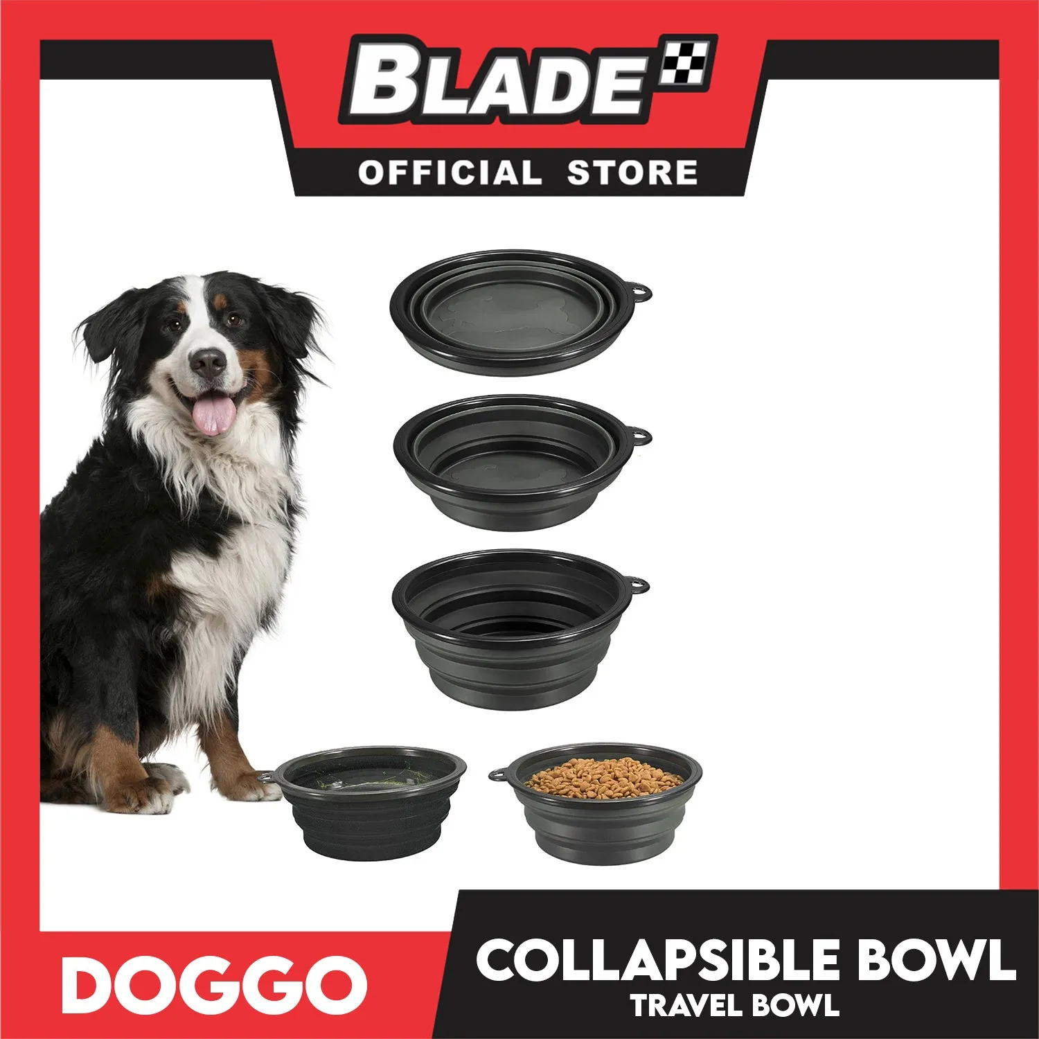 Doggo Collapsible Travel Bowl Small Size (Red) Foldable Pet Feeding Bowl