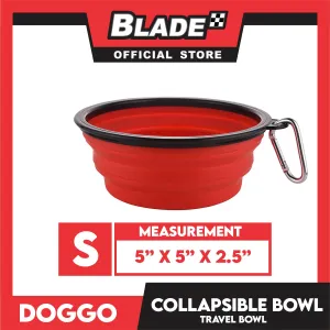 Doggo Collapsible Travel Bowl Small Size (Red) Foldable Pet Feeding Bowl