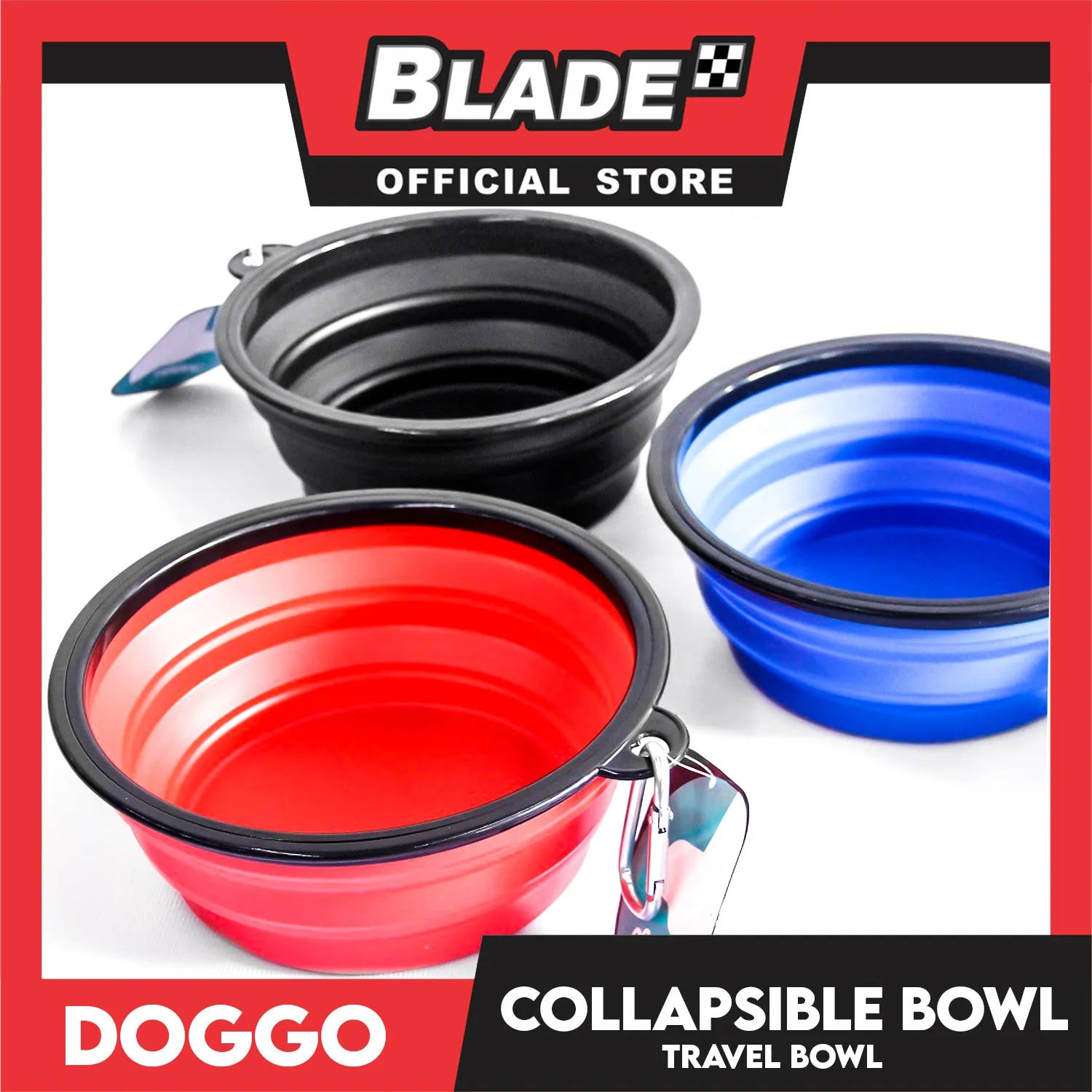 Doggo Collapsible Travel Bowl Small Size (Red) Foldable Pet Feeding Bowl