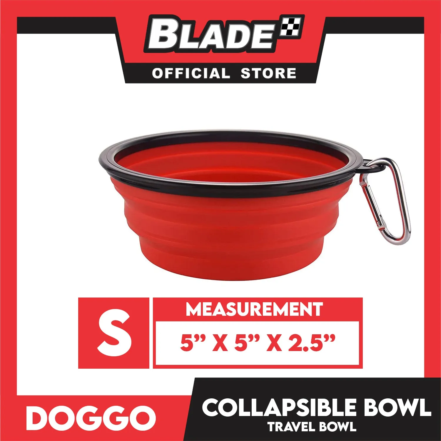 Doggo Collapsible Travel Bowl Small Size (Red) Foldable Pet Feeding Bowl