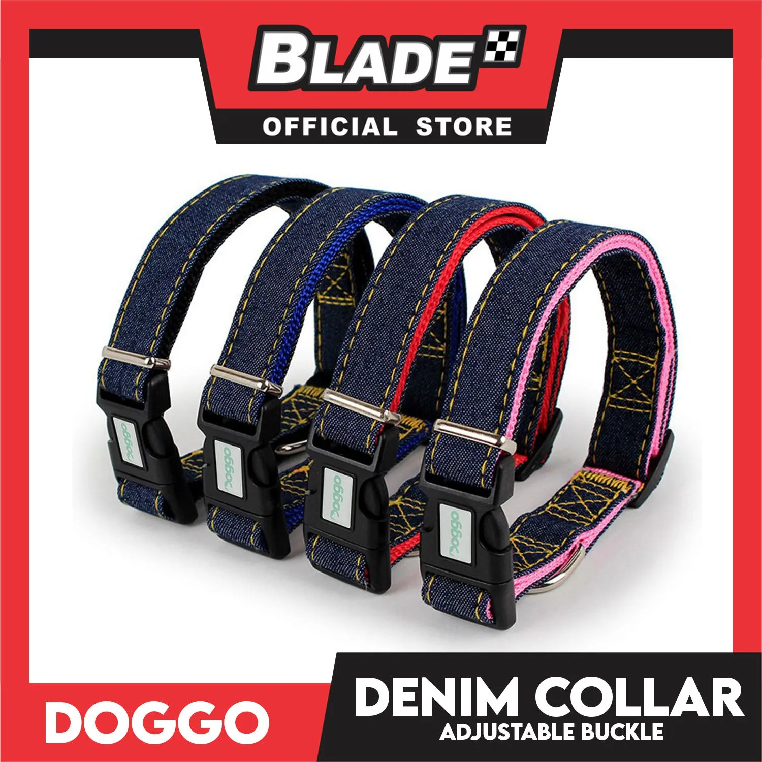 Doggo Collar Denim Design Extra Small (Blue) Perfect Collar for Your Dog