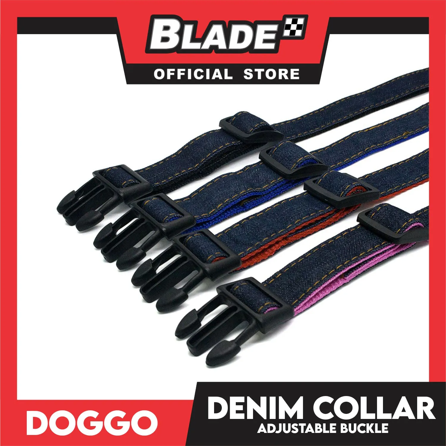 Doggo Collar Denim Design Large (Pink) Perfect Collar for Your Dog