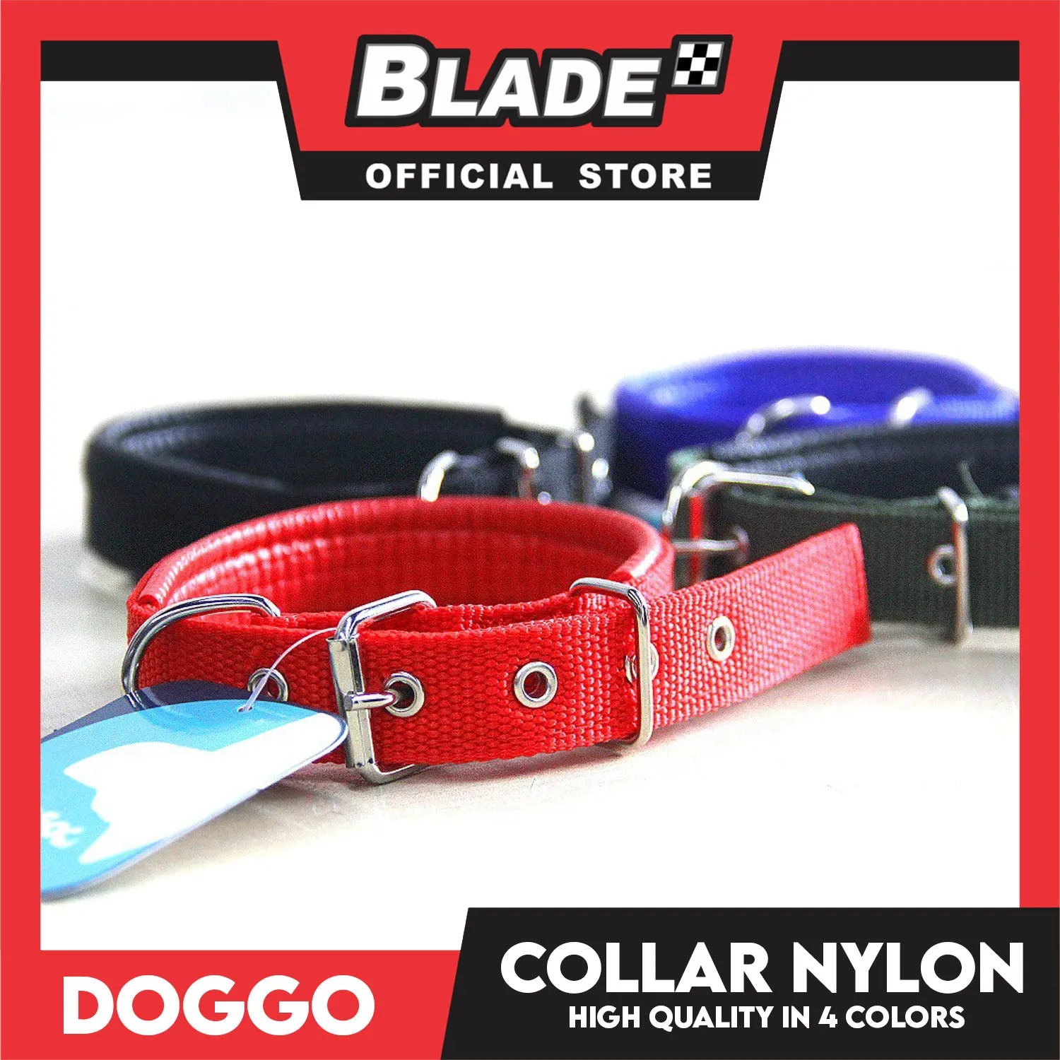 Doggo Dog Collar Adjustable Buckle XXL Size (Black) Collar Nylon for Dog