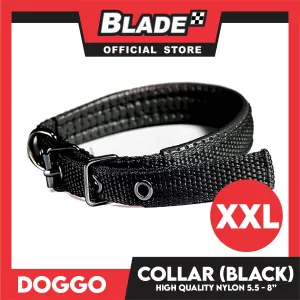 Doggo Dog Collar Adjustable Buckle XXL Size (Black) Collar Nylon for Dog
