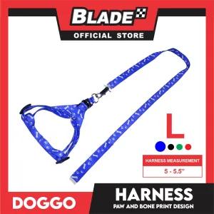 Doggo Harness Leash With Design Large Size (Blue) Harness Leash for Your Puppy