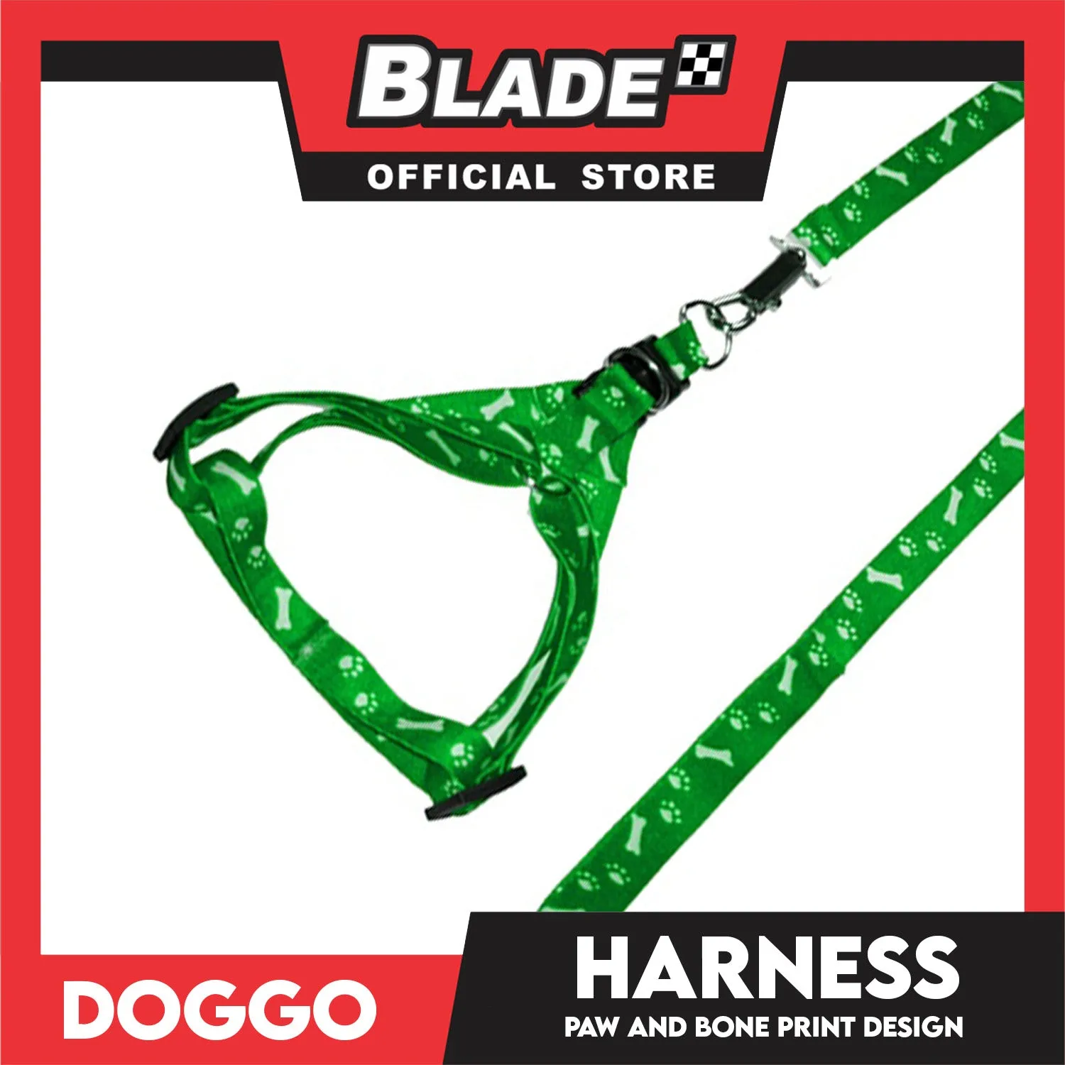 Doggo Harness Leash With Design Large Size (Green) Harness Leash for Your Puppy