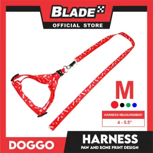 Doggo Harness Leash With Design Medium Size (Red) Harness Leash for Your Puppy