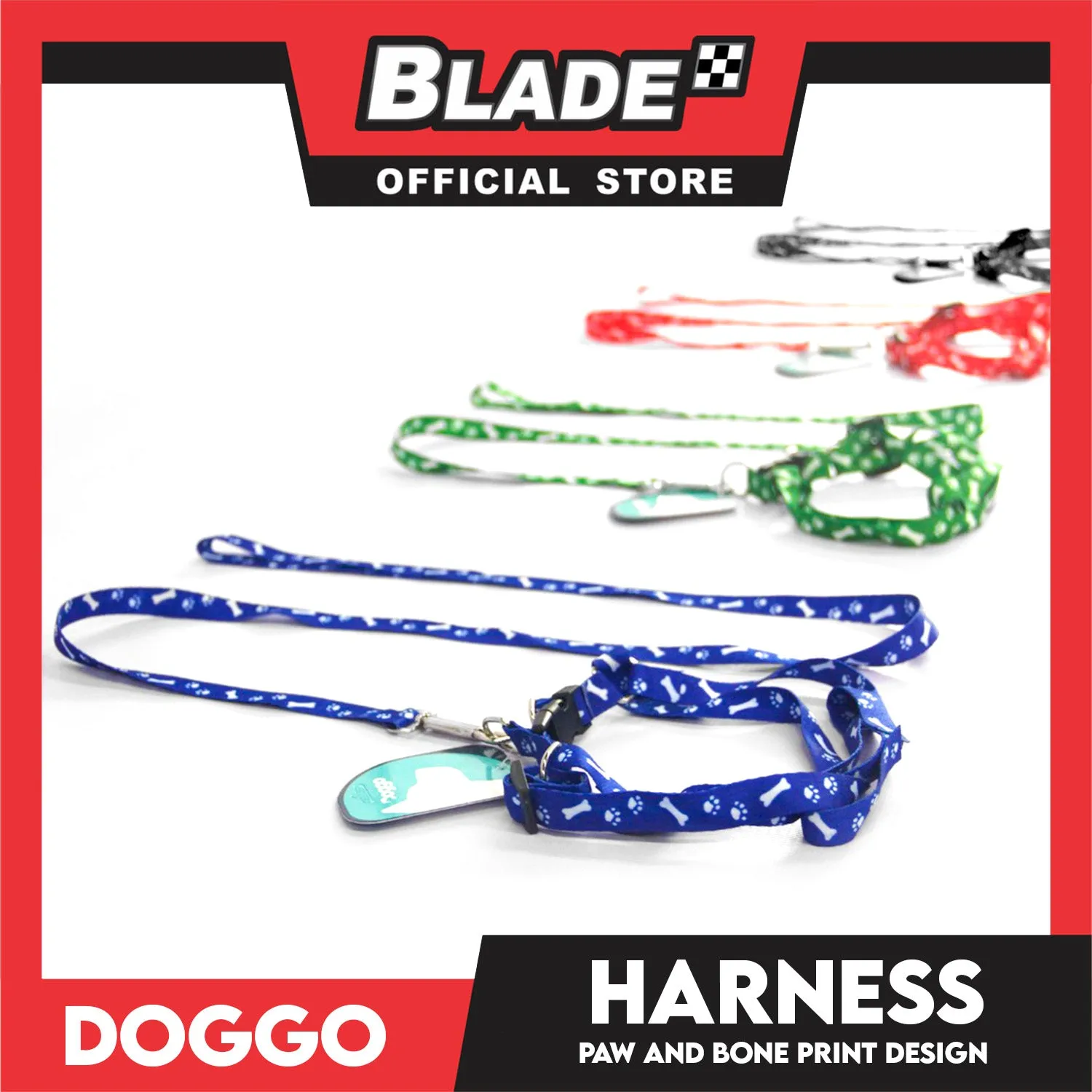 Doggo Harness Leash With Design Medium Size (Red) Harness Leash for Your Puppy