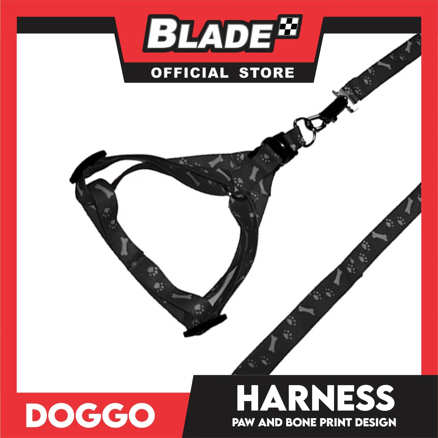 Doggo Harness Leash With Design Small Size (Black) Harness Leash for Your Puppy