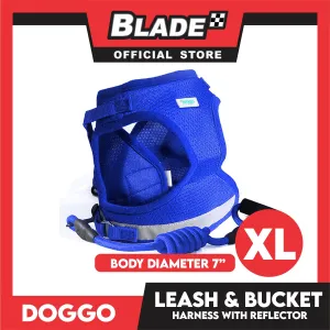 Doggo Leash and Bucket Harness with Reflector Extra Large (Blue) Perfect Set for Your Dog