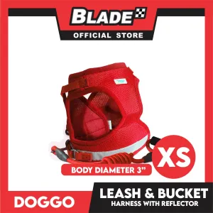 Doggo Leash and Bucket Harness with Reflector Extra Small (Red) Perfect Set for Your Dog
