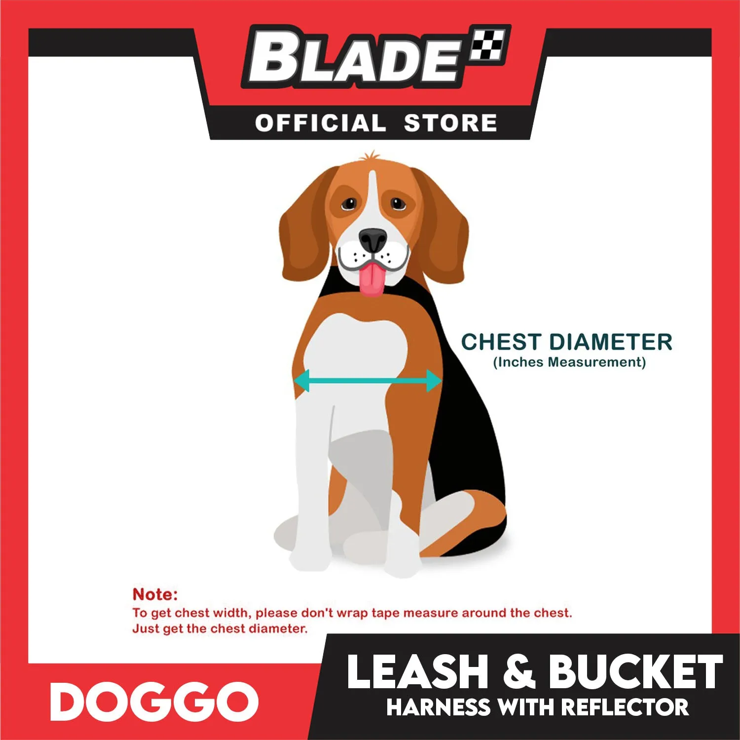 Doggo Leash and Bucket Harness with Reflector Large (Red) Perfect Set for Your Dog