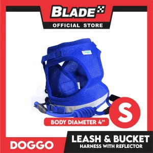Doggo Leash and Bucket Harness with Reflector Small (Blue) Perfect Set for Your Dog