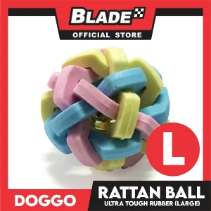Doggo Rattan Ball Rubber with Bell (Large) Toy for Dog