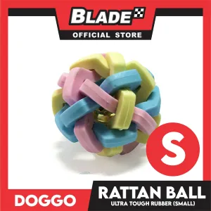 Doggo Rattan Ball Rubber with Bell (Small) Toy for Dog