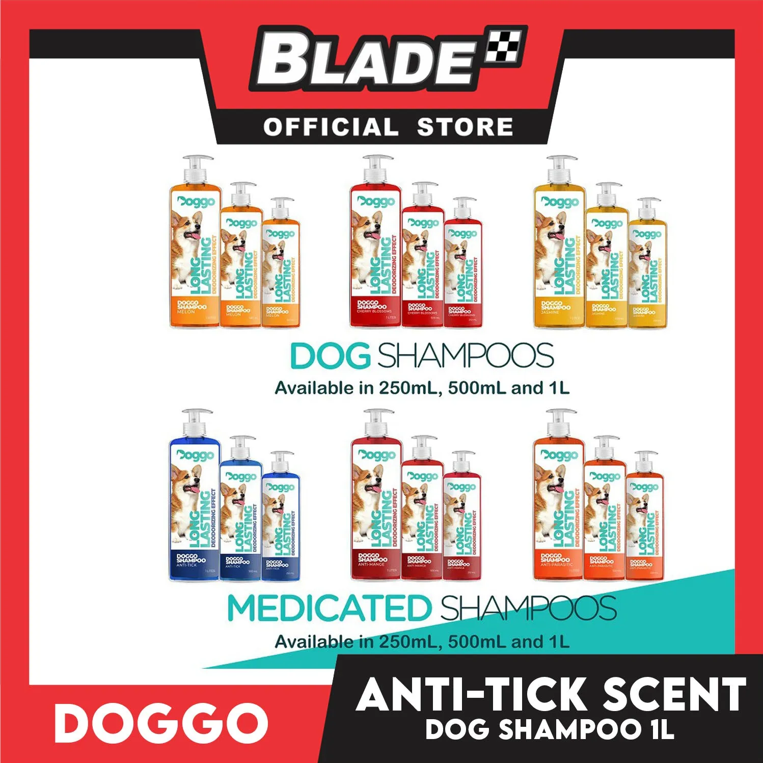 Doggo Shampoo Long Lasting Deodorizing Effect 1 Liter (Anti-Tick) Shampoo for Your Pet