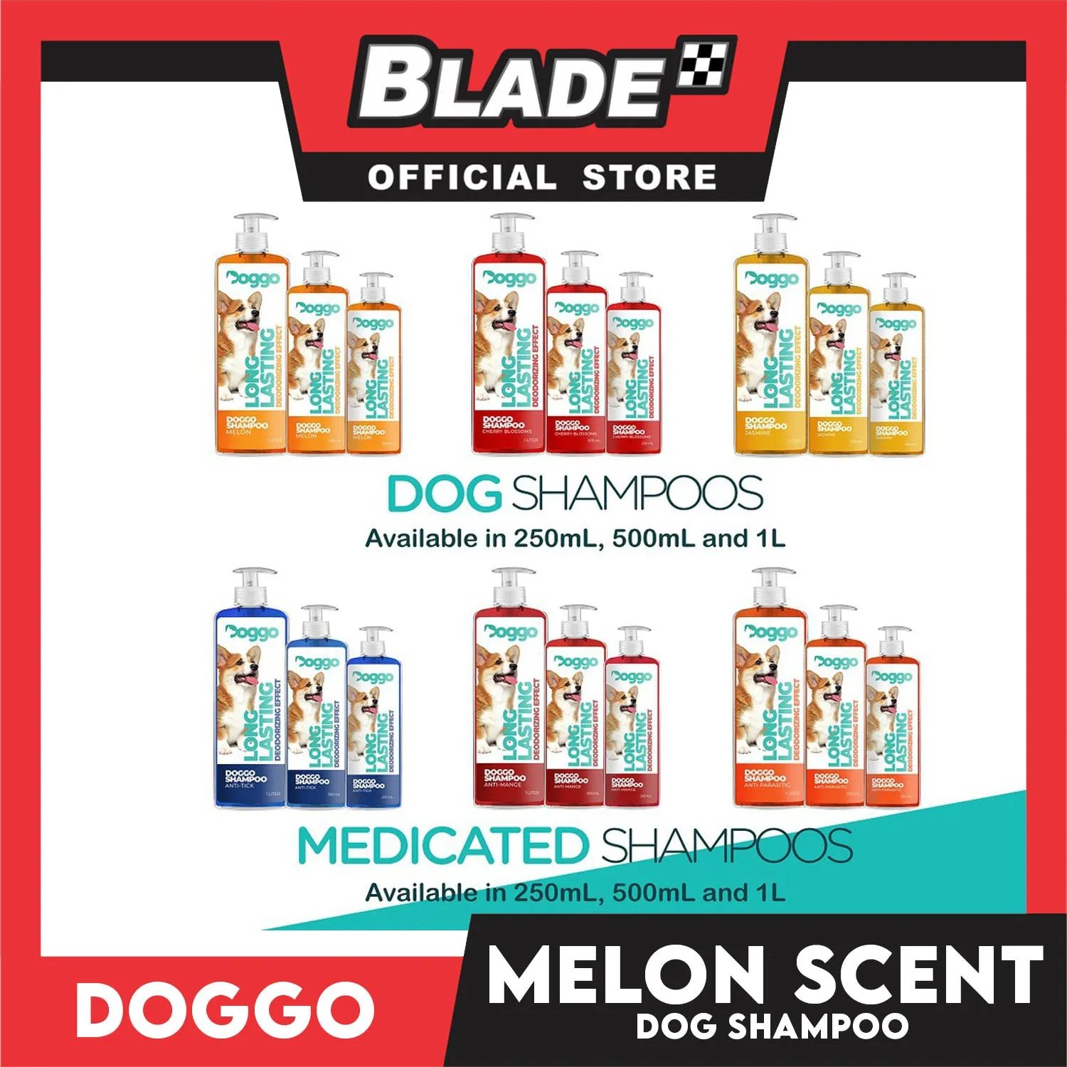 Doggo Shampoo Long Lasting Deodorizing Effect 1 Liter (Melon) Shampoo for Your Pet