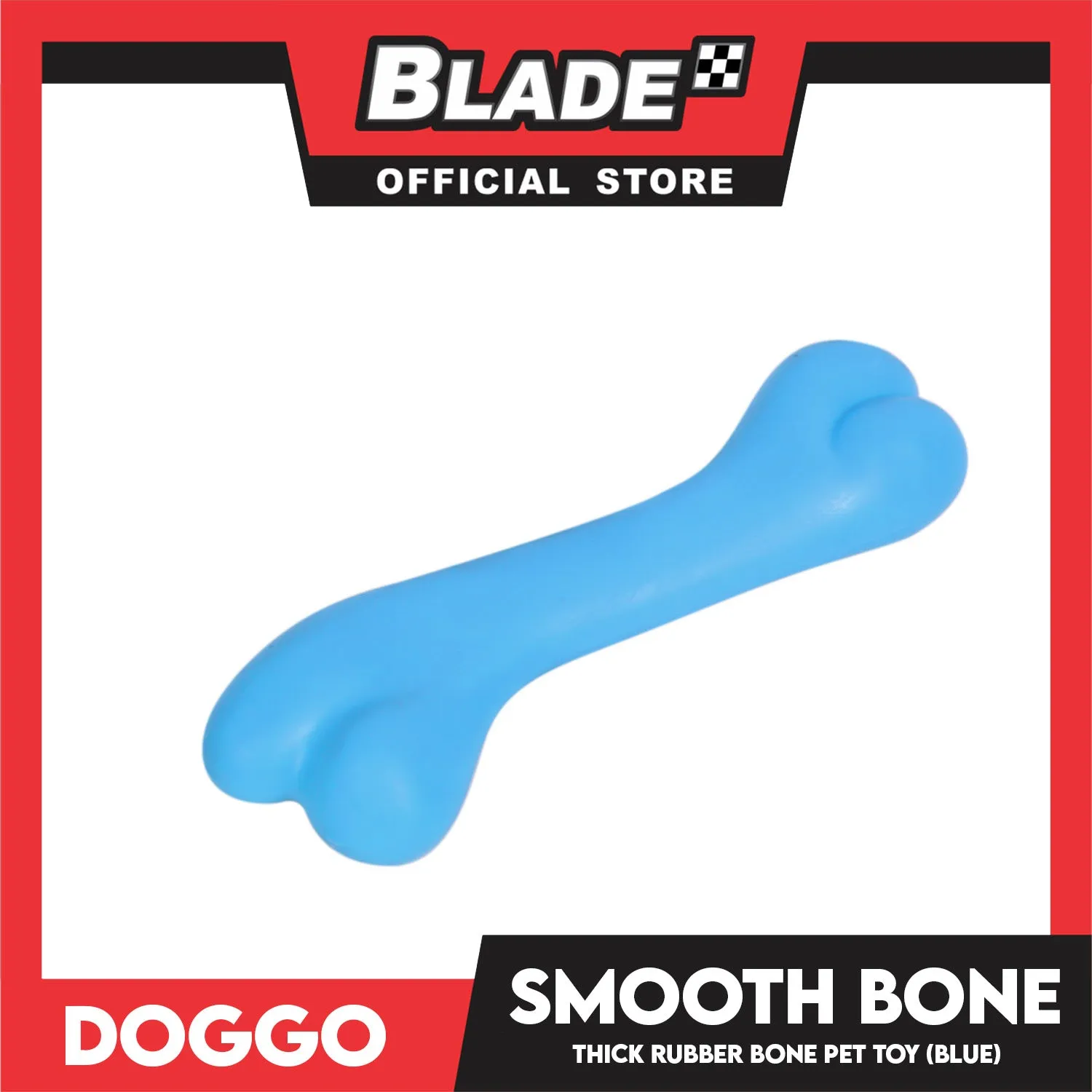 Doggo Smooth Bone (Blue) Small Size Thick Rubber Material Dog Toy