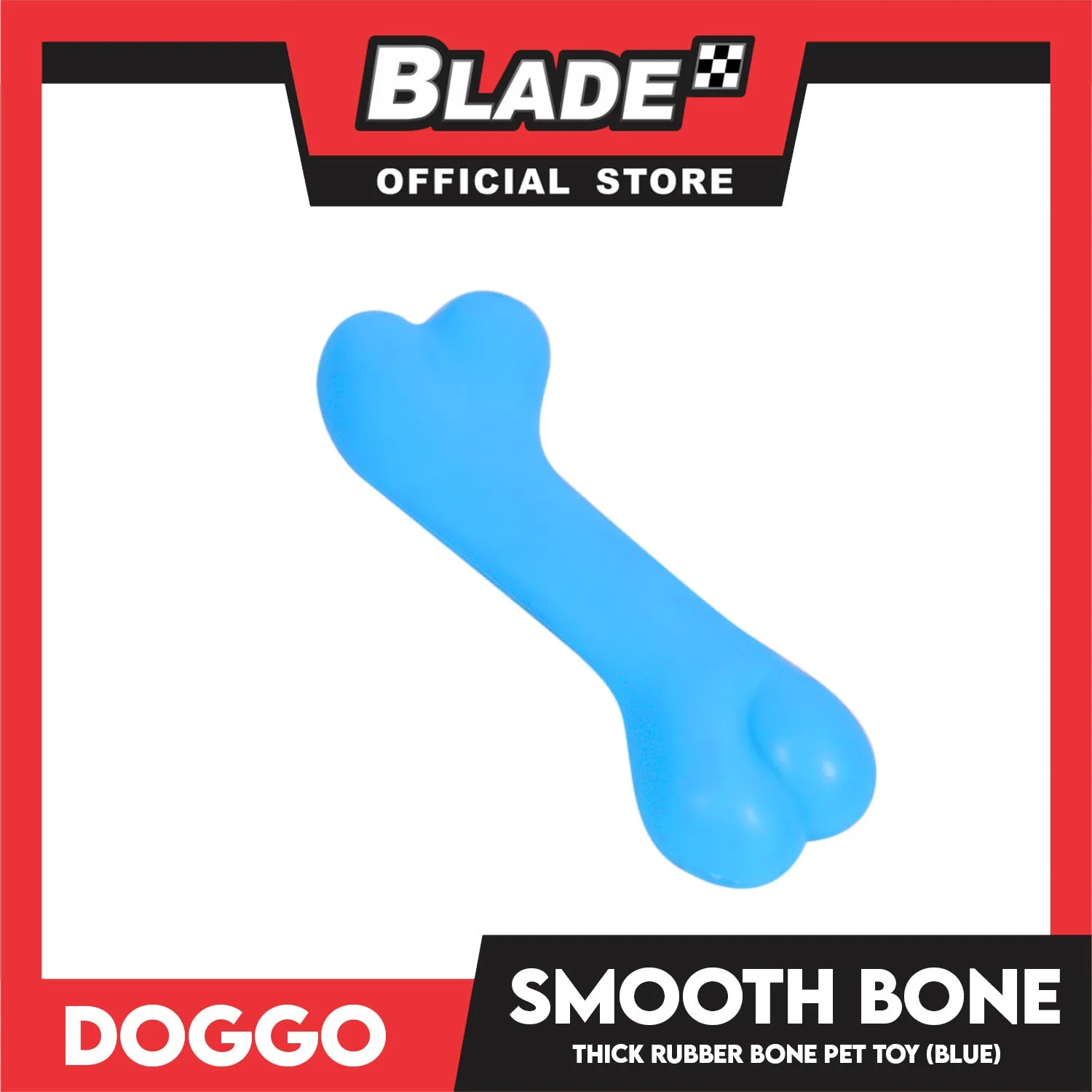 Doggo Smooth Bone (Blue) Small Size Thick Rubber Material Dog Toy