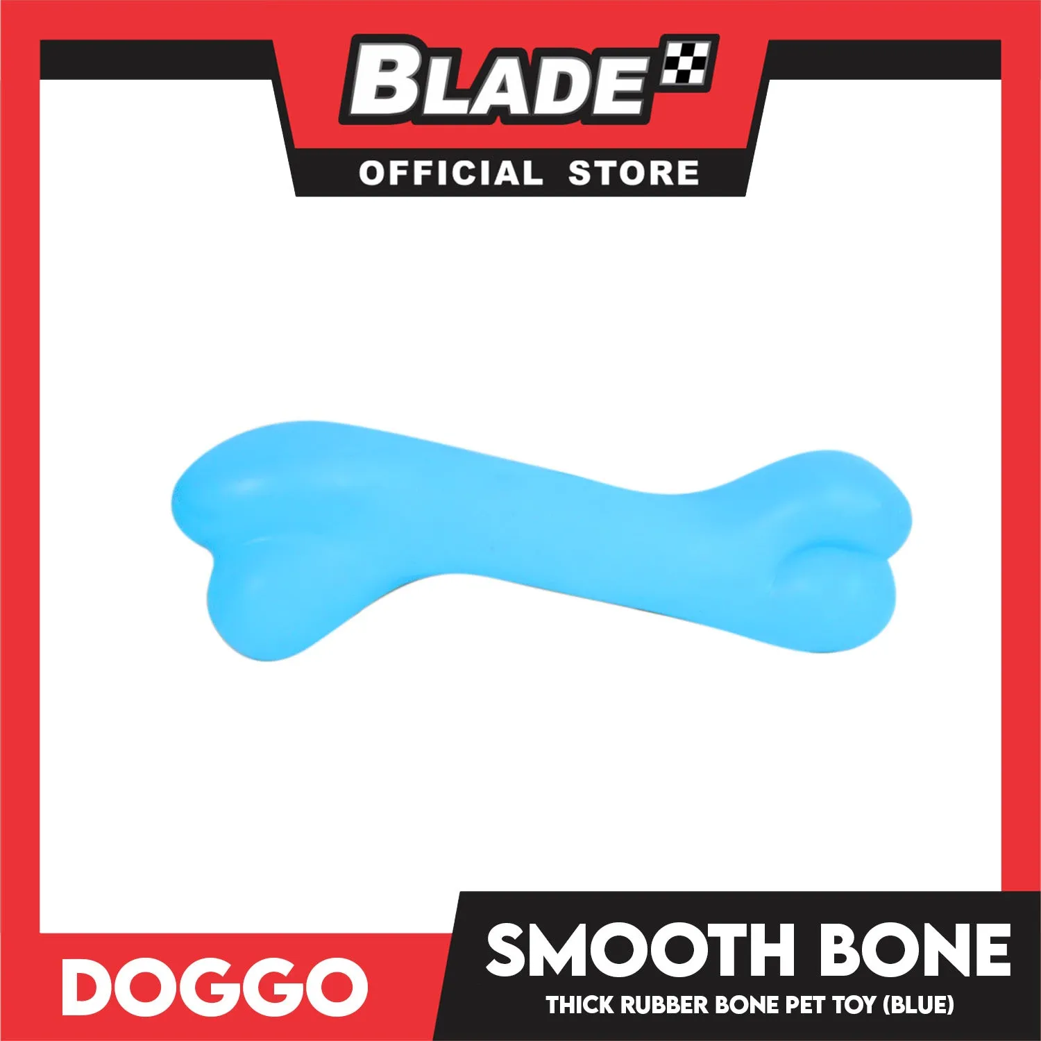 Doggo Smooth Bone (Blue) Small Size Thick Rubber Material Dog Toy