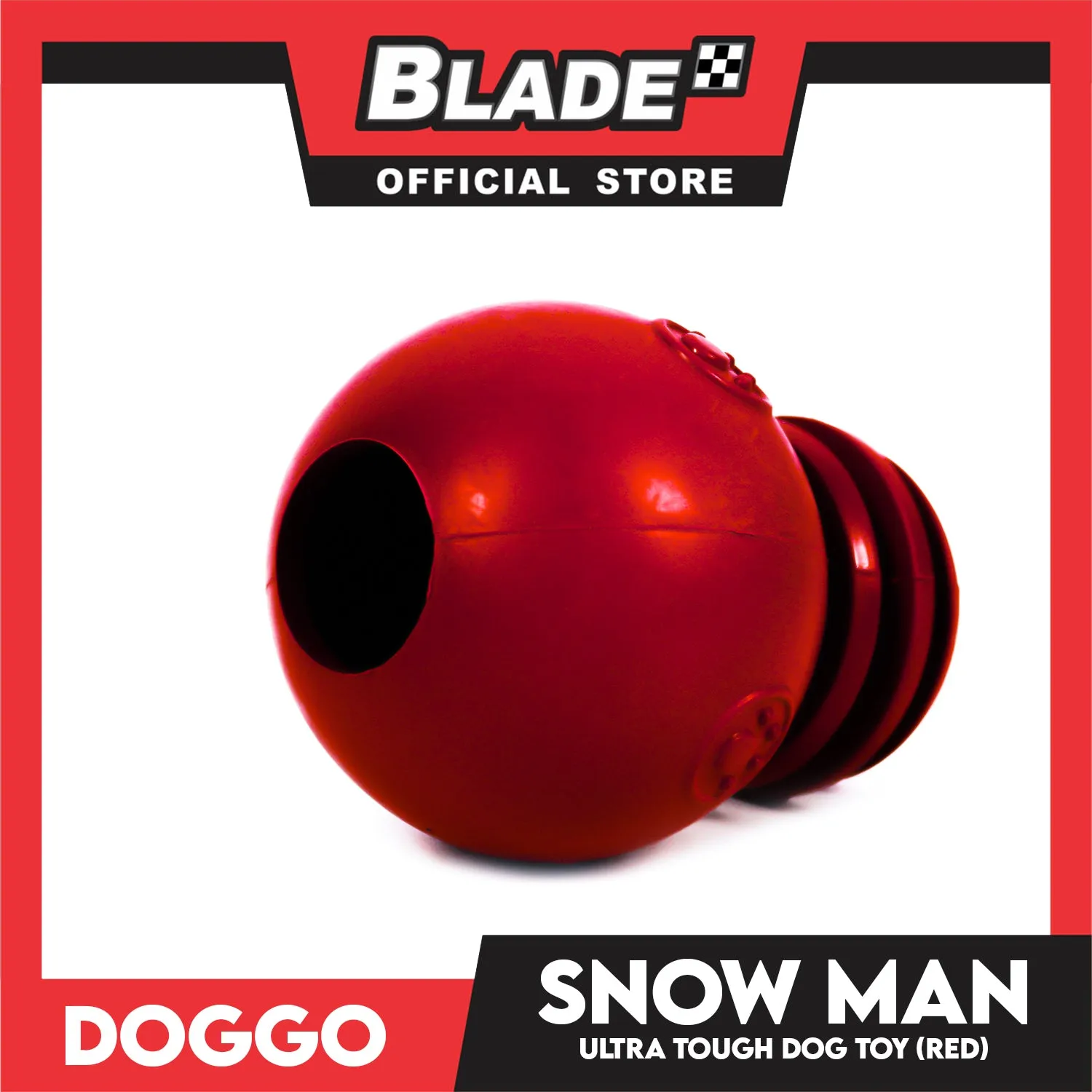 Doggo Snow Man (Red) Ultra Tough Rubber Dog Toy And Can Put Dog Treats Inside