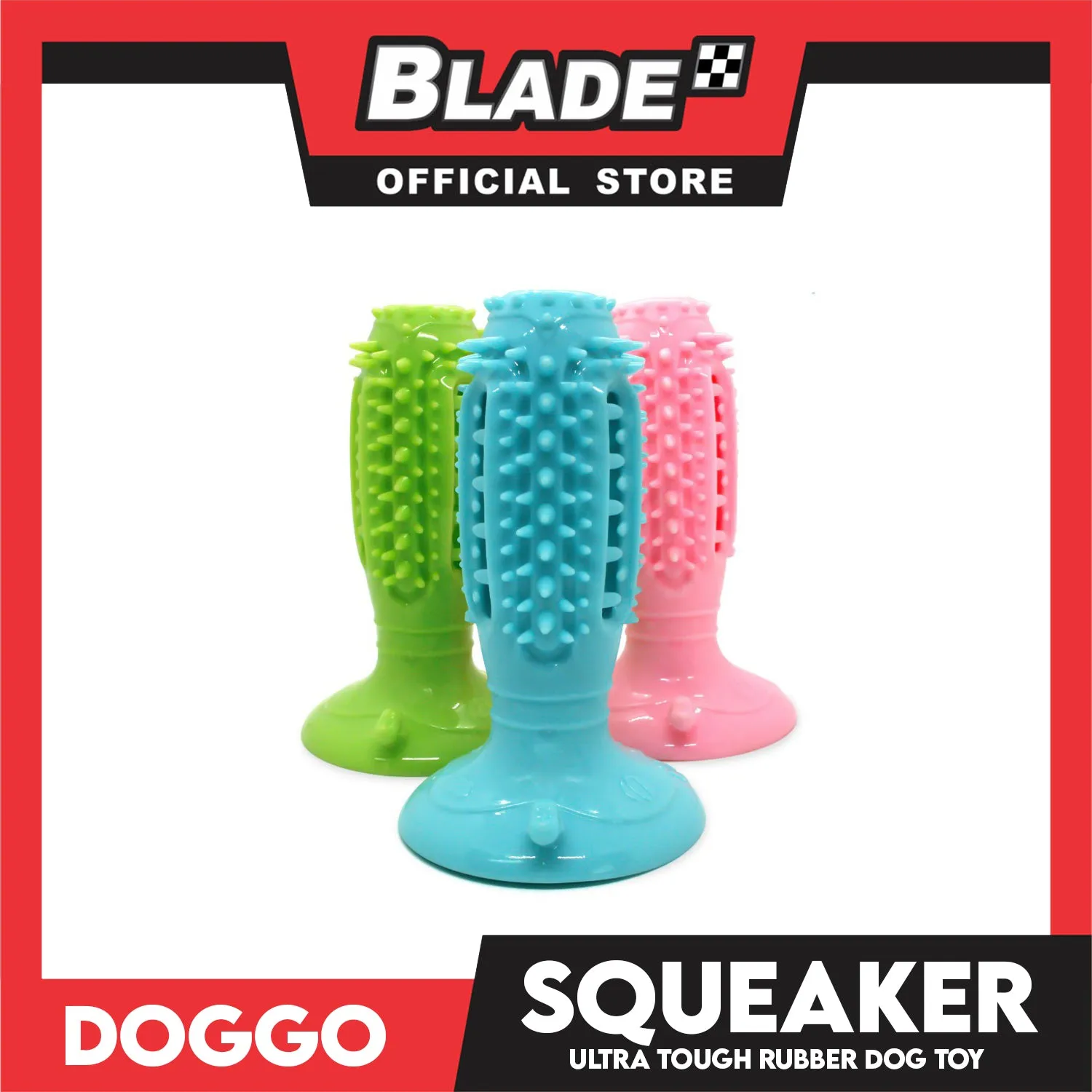 Doggo Squeaker Thick Rubber Material for Pet Teeth Cleaning, Chewing, Fetching (Pink)