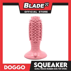 Doggo Squeaker Thick Rubber Material for Pet Teeth Cleaning, Chewing, Fetching (Pink)
